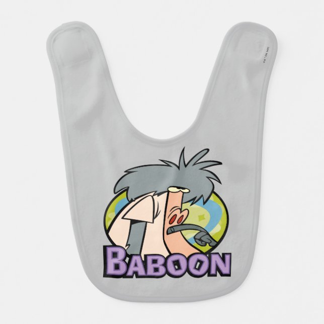 I.R. Baboon Character Badge Baby Bib (Front)