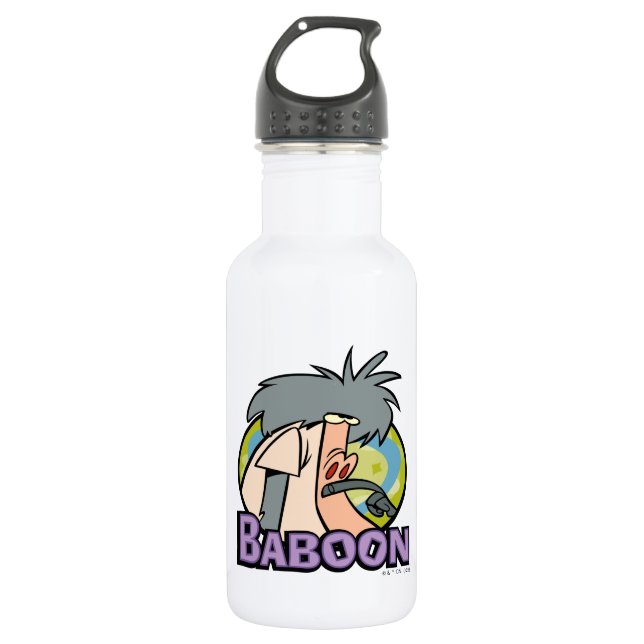 I.R. Baboon Character Badge Stainless Steel Water Bottle (Front)