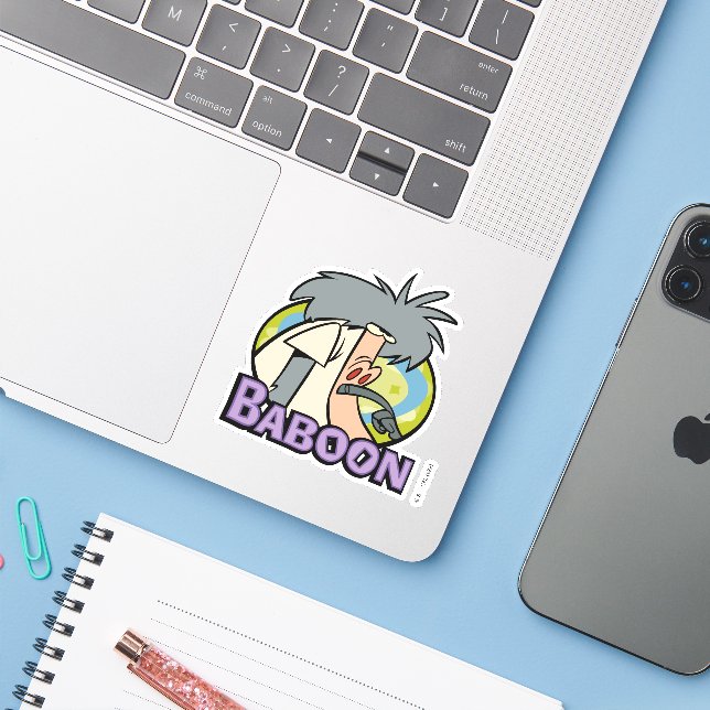 I.R. Baboon Character Badge Sticker (Laptop w/ iPhone)