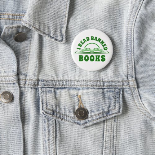 I rad banned book Green text design button
