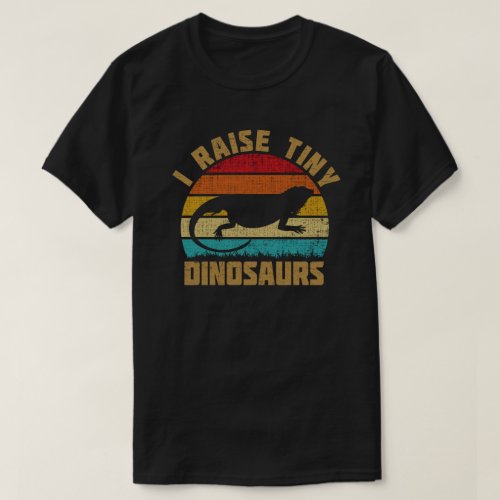 I Raise Tiny Dinosaur Vintage Retro Bearded Dragon T_Shirt