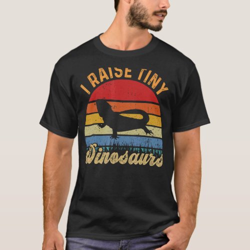 I Raise Tiny Dinosaurs Sunset Vintage Bearded Drag T_Shirt