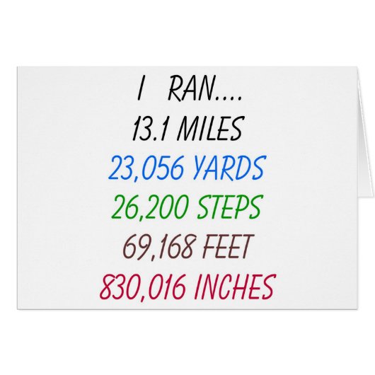 I Ran 13.1 Miles Cards (Front Horizontal)