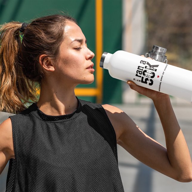 I Ran a 50K Ultramarathon Race Fitness Sport Water Bottle (Creator Uploaded)