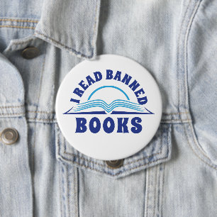 I read banned book blue text design button