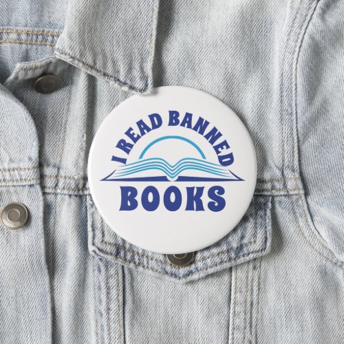 I read banned book blue text design button