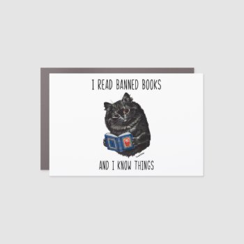 I Read Banned Books And I Know Things-louis Wain   Car Magnet by Everything_Ephemera at Zazzle