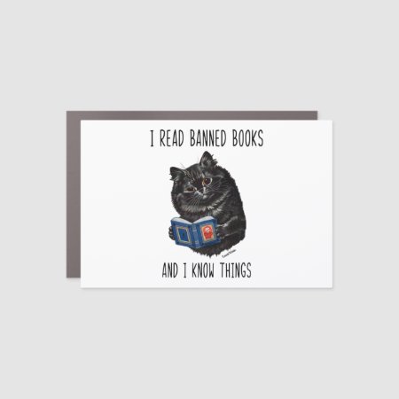 I Read Banned Books And I Know Things-louis Wain   Car Magnet