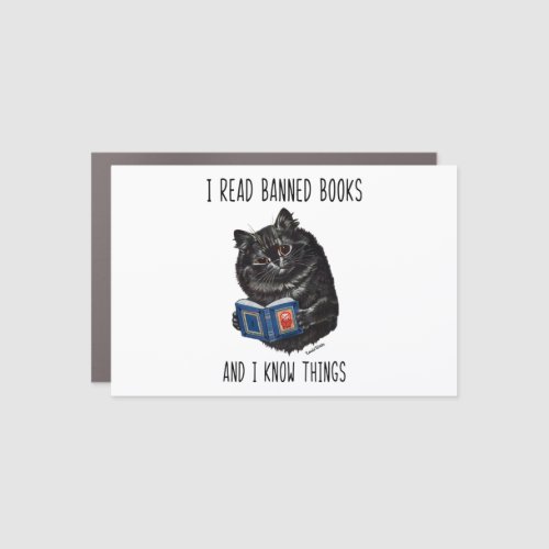 I Read Banned Books And I Know Things_Louis Wain   Car Magnet