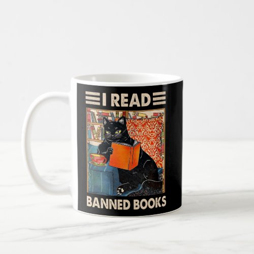 I Read Banned Books Black Cat Reader Bookworm Coffee Mug