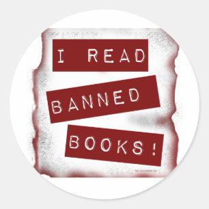 I Read Banned Books Bookworm Slogan Classic Round Sticker