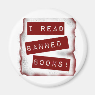 I Read Banned Books Bookworm Slogan Magnet