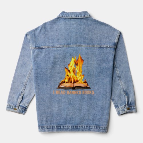 I Read Banned Books Bookworms Book  Denim Jacket