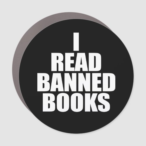 I READ BANNED BOOKS  CAR MAGNET