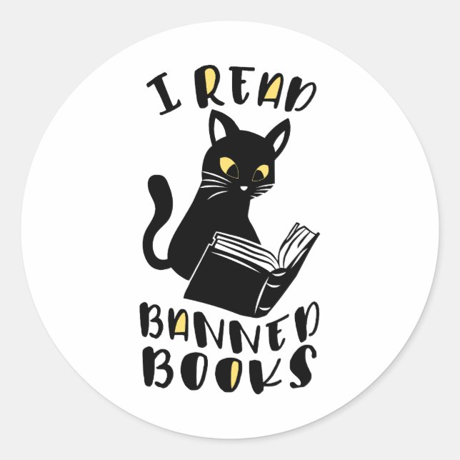 I read banned books Cat Classic Round Sticker (Front)