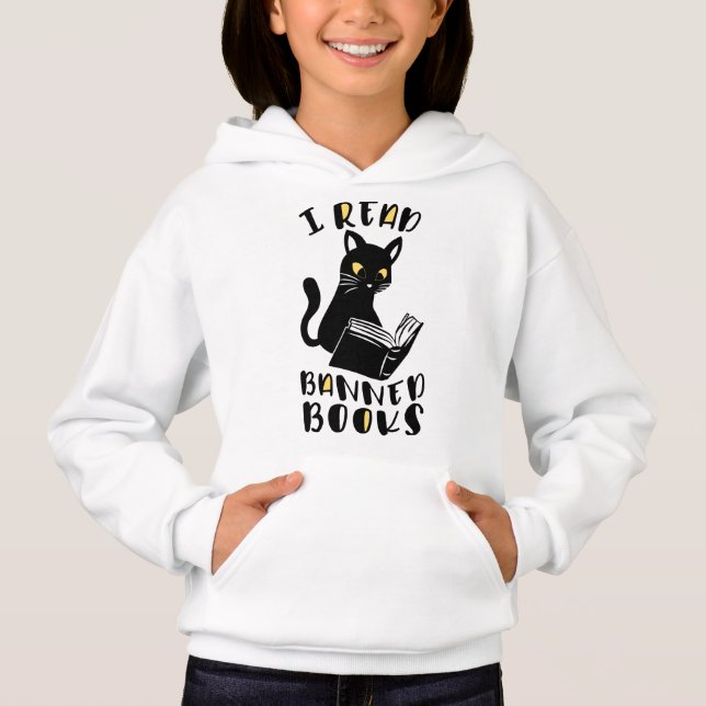I read banned books Cat Hoodie (Front)