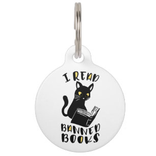 I read banned books Cat Pet ID Tag
