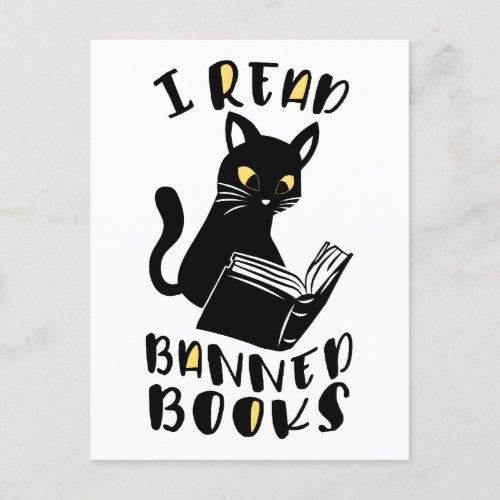 I read banned books Cat Postcard