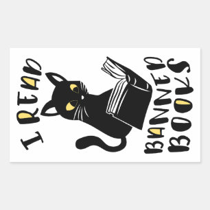 I read banned books Cat Rectangular Sticker