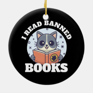 I read banned books ceramic ornament