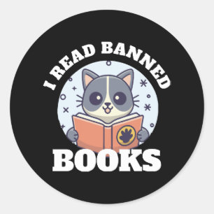 I read banned books classic round sticker