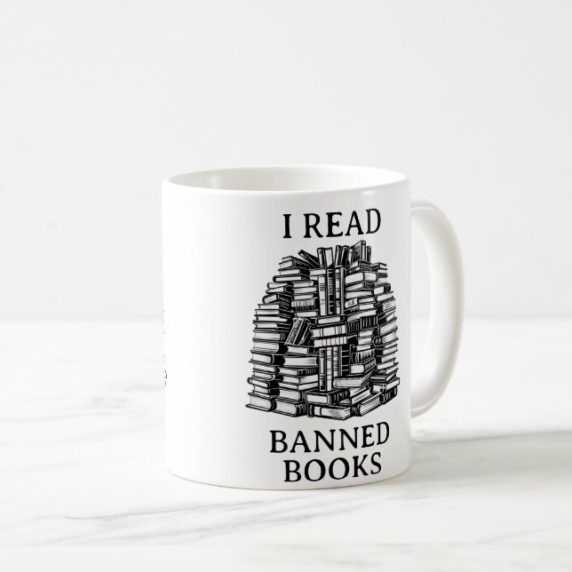 I Read Banned Books Coffee Mug (Front Right)