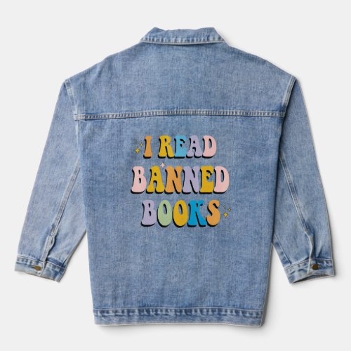 I Read Banned Books Costume Week Librarian Reader  Denim Jacket