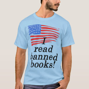 I read banned books & distressed US Flag T-Shirt