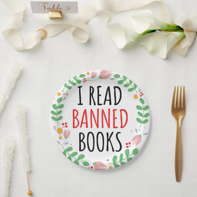 I Read Banned Books Funny Quote   Paper Plates (Wedding)