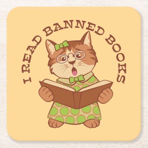 I Read Banned Books Kitten Coaster