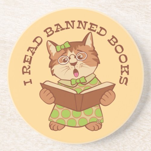 I Read Banned Books Kitten Coaster