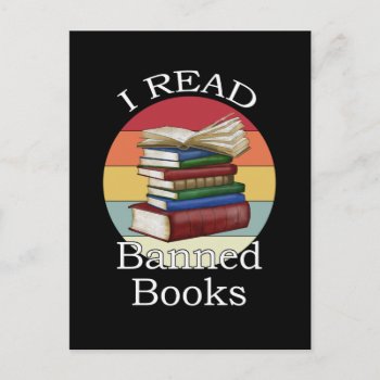 I Read Banned Books Librarian Bookworm Book Reader Postcard by packratgraphics at Zazzle