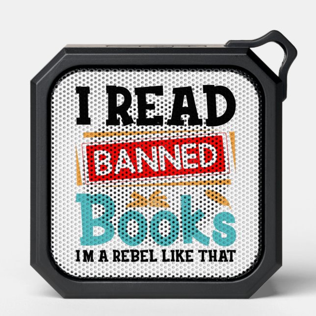I Read Banned Books Librarian Reader Bluetooth Speaker (Front)