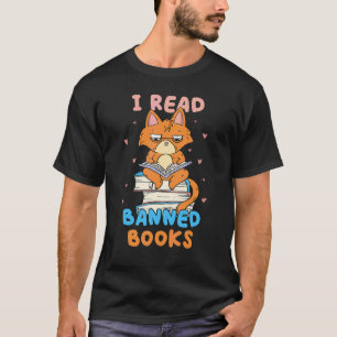 I Read Banned Books Library Cat Animal Rights Advo T-Shirt