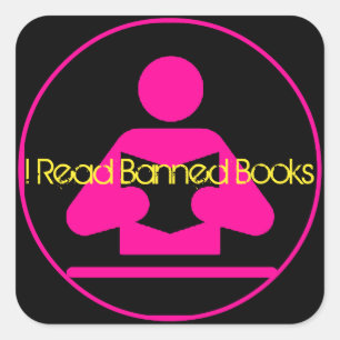 I Read Banned Books: Pink Reading Icon Square Sticker