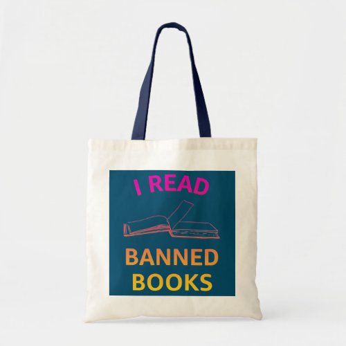 I Read Banned Books pink yellow Literature Tote Bag