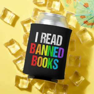 I Read Banned Books Rainbow Can Cooler