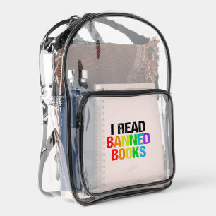I Read Banned Books Rainbow Clear Backpack
