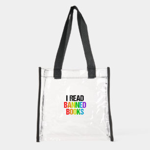 I Read Banned Books Rainbow Clear Tote Bag