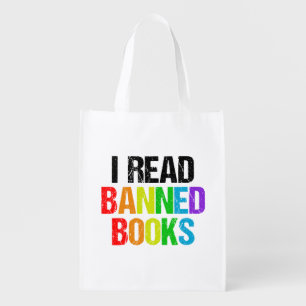 I Read Banned Books Rainbow Grocery Bag