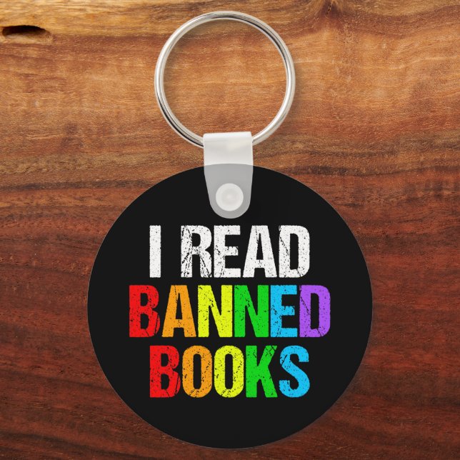 I Read Banned Books Rainbow Keychain (Front)