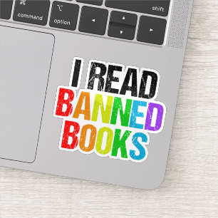 I Read Banned Books Rainbow Laptop Sticker