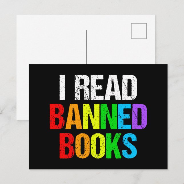 I Read Banned Books Rainbow Postcard (Front/Back)