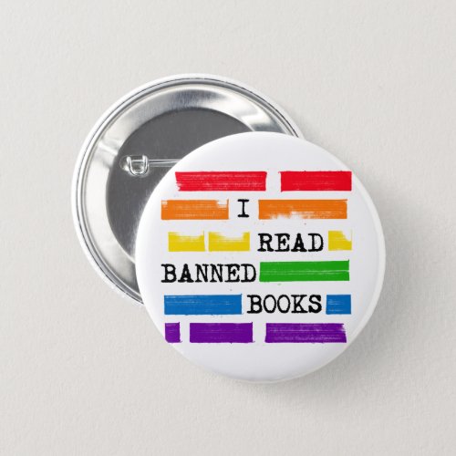 I Read Banned Books Rainbow Redacted Button