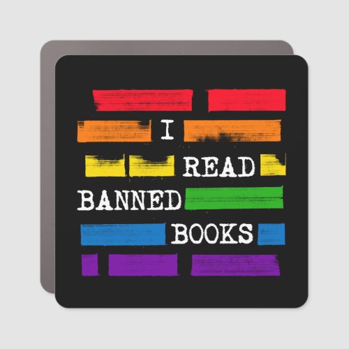 I Read Banned Books Rainbow Redacted Car Magnet