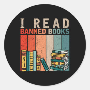 I Read Banned Books Reader Bookworm Classic Round Sticker