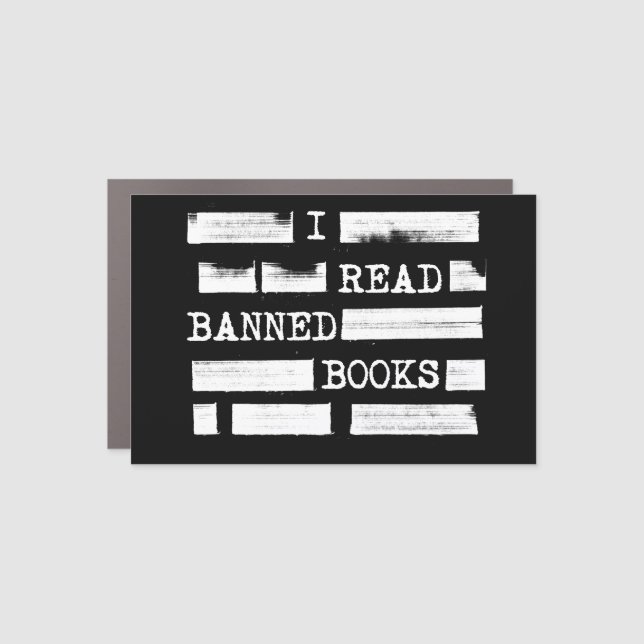 I Read Banned Books Redacted Car Magnet (Front)