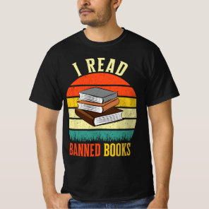 I Read Banned Books Retro Literature Rainbow Readi T-Shirt