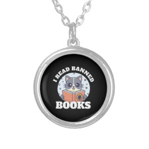 I read banned books silver plated necklace
