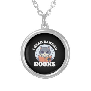 I read banned books silver plated necklace